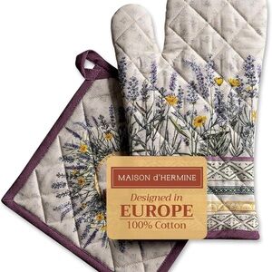 Maison d' Hermine 100% Cotton Oven Mitt & Pot Holder Set